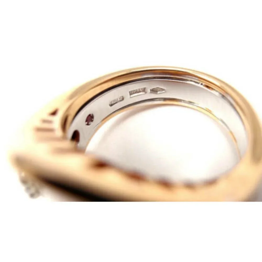 Authentic! Roberto Coin Saddle Stirrup 18k Rose Gold Diamond Enamel Ring​ - Picture 5 of 8